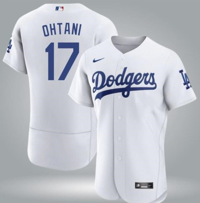 Men's Los Angeles Dodgers #17 Shohei Ohtani White Flex Base Stitched Baseball Jersey